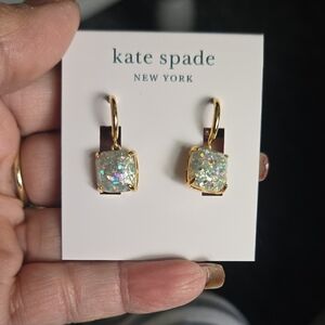 kate spade Gold Iridescent Glitter Square Drop Earrings